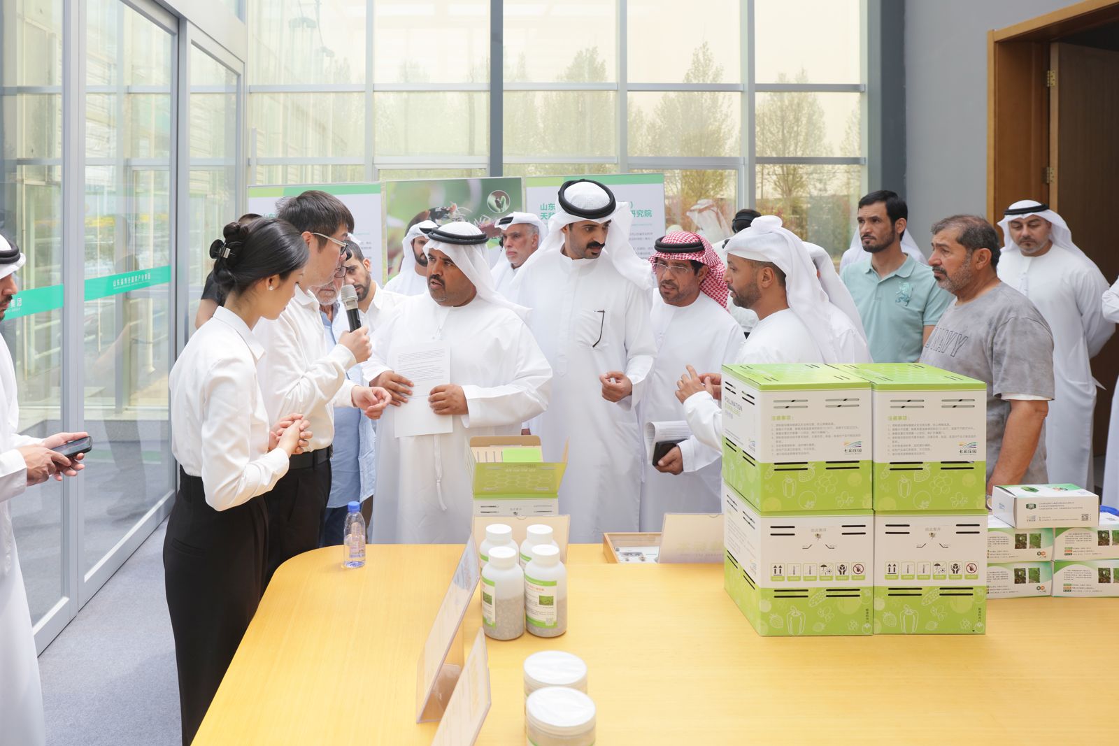 Delegation at a seed product showroom
