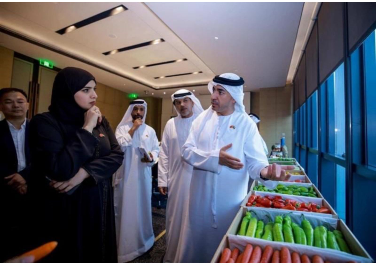 UAE delegation reviewing fresh vegetables